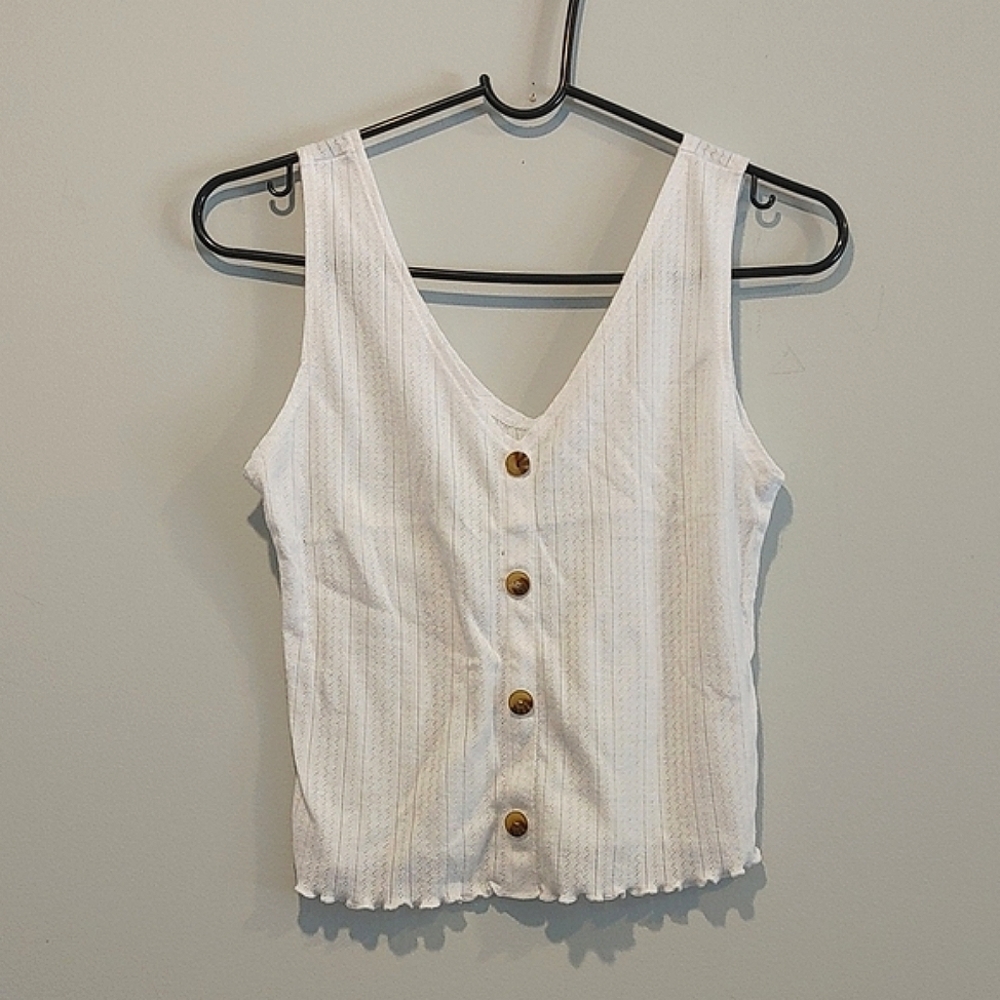 Caution to the Wind White Crop Top Tank Top